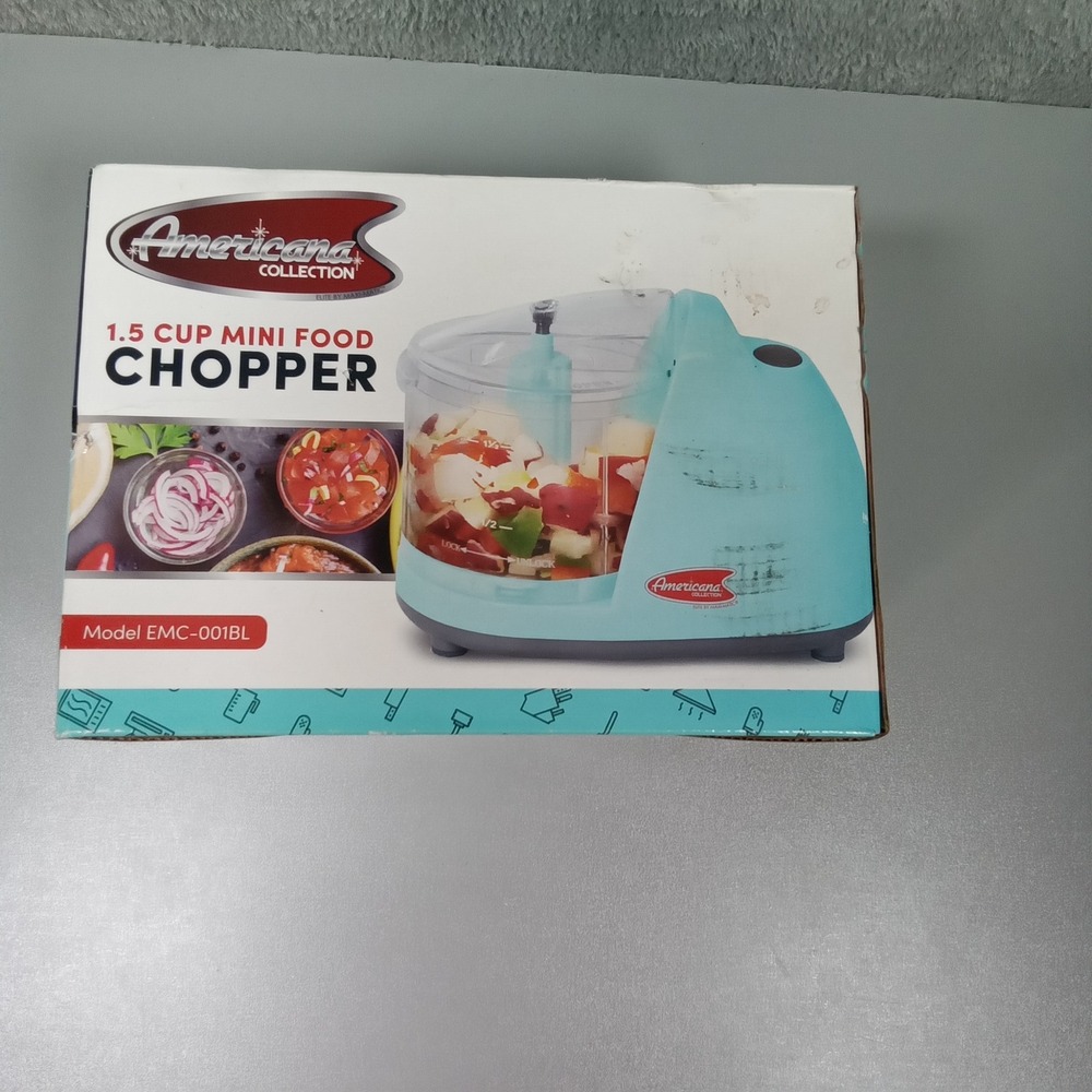 Americana Collection 1.5 Cup Mini Food Chopper Mint Blue EMC-001BL Elite Gourmet